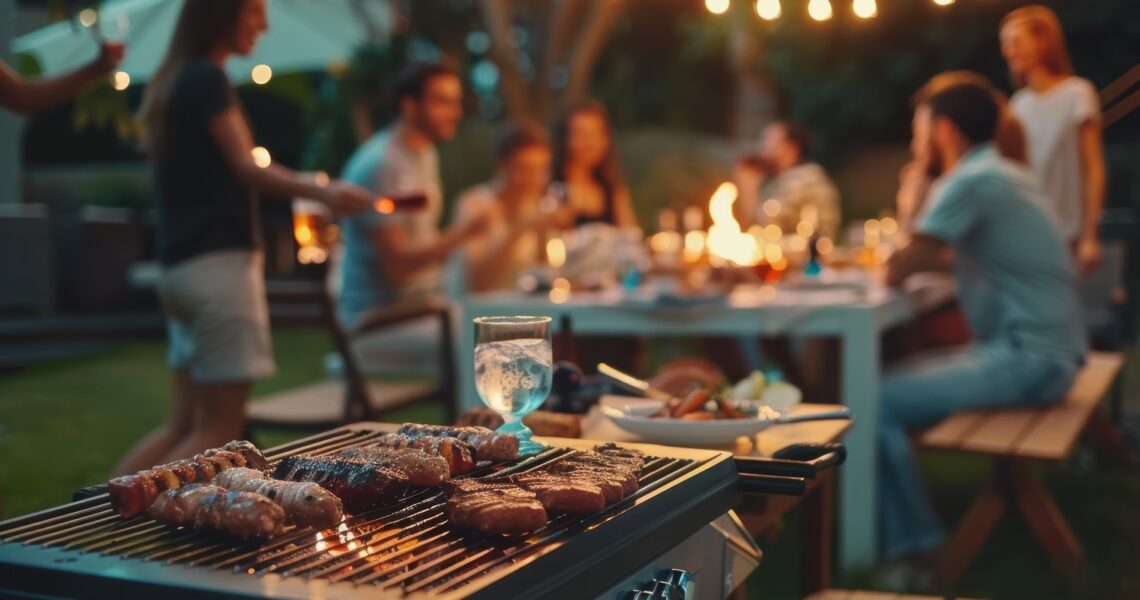 Stimmungsvolle Gartenparty mit Grill und Licht | Stühle mieten